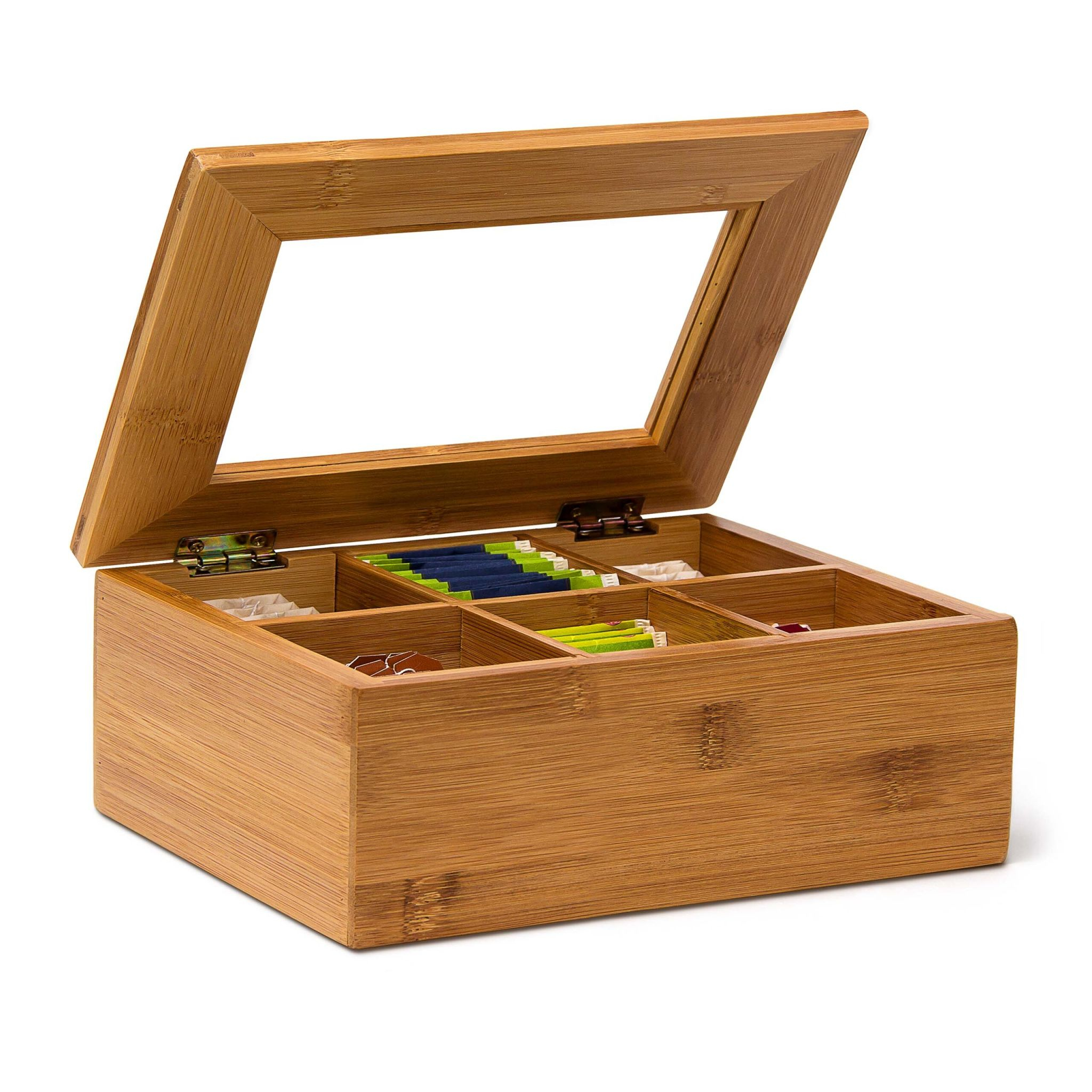 Relaxdays Teebox Braun Kunststoff/Holz 210 × 160 × 90 mm
