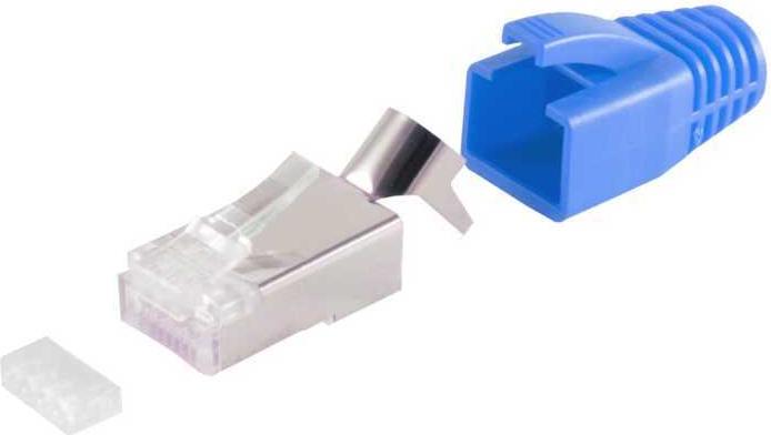 S/CONN Quality RJ45-Stecker SET für Verlegekabel bis AWG 23 mit Zugentlastung (1667206710B)