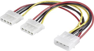 Renkforce Strom Verlängerungskabel [1x IDE-Strom-Stecker 4pol. - 2x IDE-Strom-Buchse 4pol.] 0.20 m Schwarz, Rot, Gelb (RF-4166742)