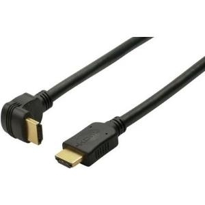 HDMI Kabel, abgewinkelt (Version 1), HDMI 1.3b, vergoldet, 19pol HDMI St./St., 2,0 m Hochwertiges Anschlusskabel mit einem zur abgeschrägten Kontaktseite abgewinkelten Stecker (ideal bei Platzproblemen) (39903302)