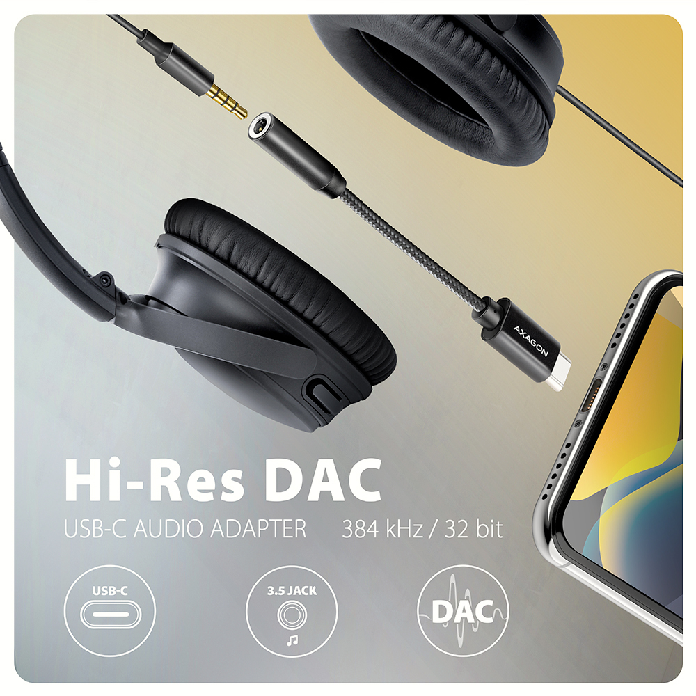 AXAGON ADA-HC USB-C Audio-Adapter 32 Bit 384 kHz Schwarz