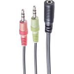 shiverpeaks BS14-05040. Anschluss 1: 2 x 3.5mm, Steckverbinder 1 Geschlecht: Männlich, Anschluss 2: 3.5mm, Steckverbinder 2 Geschlecht: Weiblich, Kabelmaterial: Kupfer, Kabellänge: 0,15 m, Produktfarbe: Schwarz (BS14-05040)
