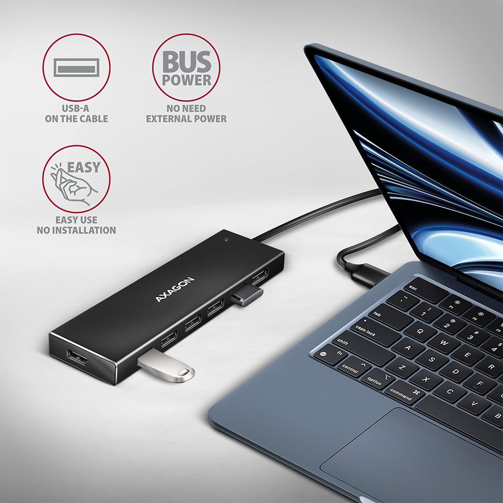 AXAGON HUE-F7A USB-Hub 7x USB 3.2 Gen 1 Schwarz