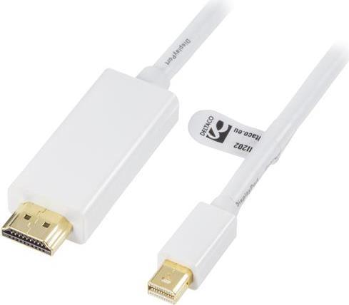Deltaco DP-HDMI202 Videokabel-Adapter 2 m Mini DisplayPort HDMI Typ A (Standard) Weiß (DP-HDMI202)