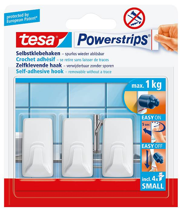 tesa Powerstrips 57072-00000 Handtuchhaken 3 Stück Weiß