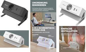 Fellowes Tisch-Steckdosenleiste Power Desk, Typ F, schwarz (100137172)