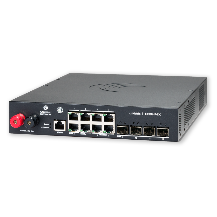 Cambium Networks cnMatrix Switch TX1012-P-DC Managed L2/L3 Gigabit Ethernet (10/100/1000) Power over Ethernet (PoE) Schwarz (MXTX1012GXPA20)