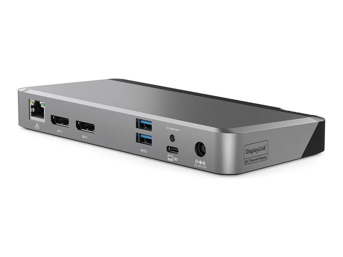 ALOGIC DX2 Dockingstation USB-C 2x DisplayPort 1GbE 100W Schwarz, Space-grau