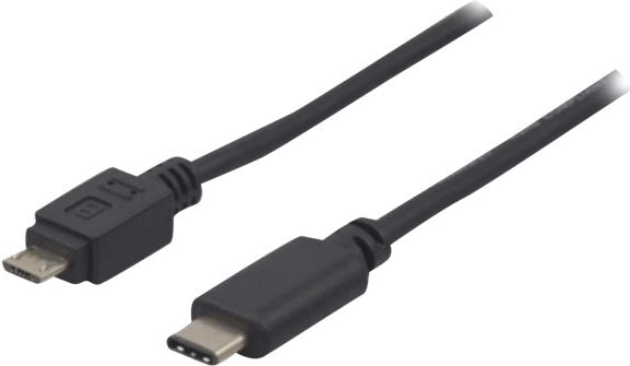 USB 2.0 Kabel, USB St. C / USB St. Micro-B, schwarz, 1,0 m Kabel USB Type-C 2.0 Stecker > USB 2.0 Micro-B Stecker 1,0 m (150301)