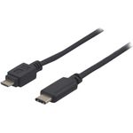 USB 2.0 Kabel, USB St. C / USB St. Micro-B, schwarz, 1,0 m Kabel USB Type-C 2.0 Stecker > USB 2.0 Micro-B Stecker 1,0 m (150301)