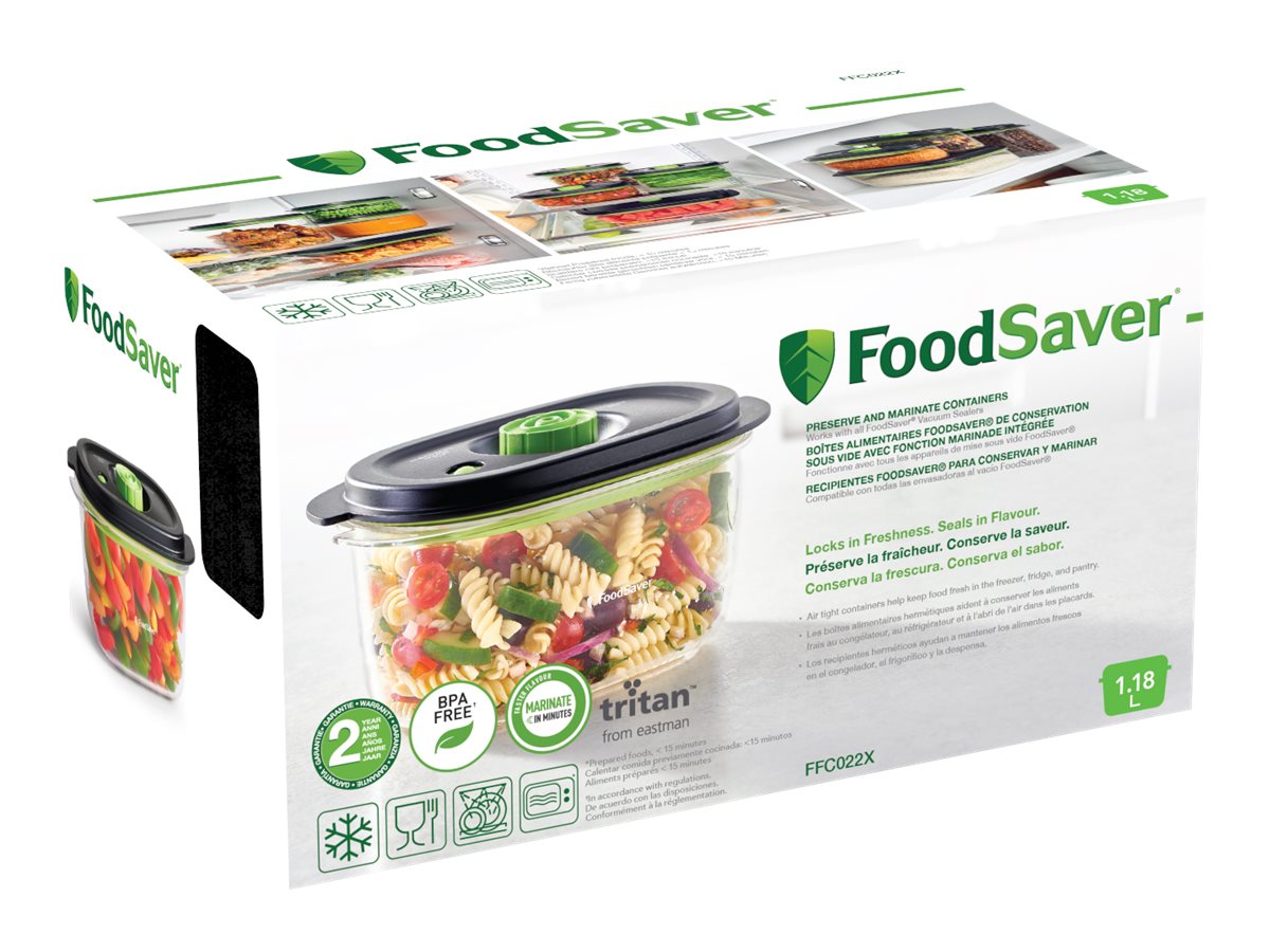 FoodSaver Preserve & Marinate FFC022X Lebensmittelbehälter 1,2 l Oval Versiegelbar Schwarz, Transparent