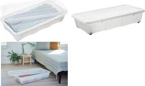 plast team Aufbewahrungsbox BEDROLLER EASY, 30 Liter transparent, Box mit Deckel, Material: PP, mit 4 Rollen, - 1 Stück (22450800)