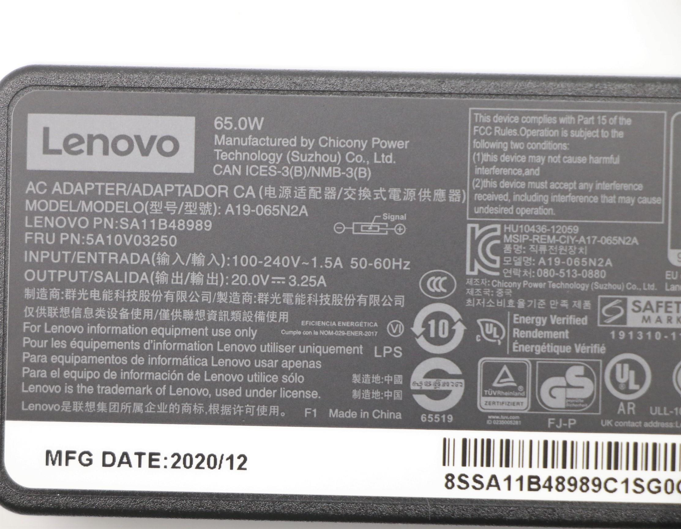 Lenovo APC Netzteil 65 W Schwarz