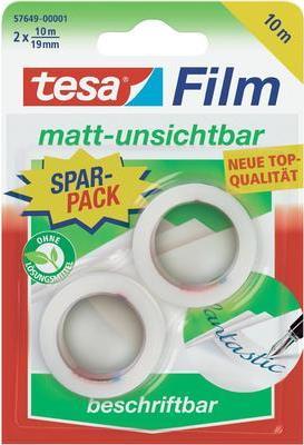 tesa Film, matt-unsichtbar, 19 mm x 33 m, im Set Klebefilm aus PP-Folie, beschriftbar, kopierneutral (57649-00001-00)