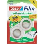 tesa Film, matt-unsichtbar, 19 mm x 33 m, im Set Klebefilm aus PP-Folie, beschriftbar, kopierneutral (57649-00001-00)