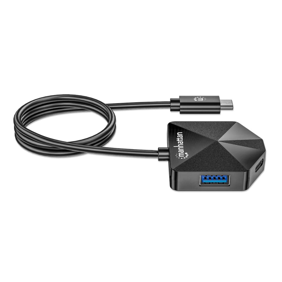Manhattan USB-Hub 4-Port mit USB-C Stecker 2x USB-C 2x USB-A Schwarz