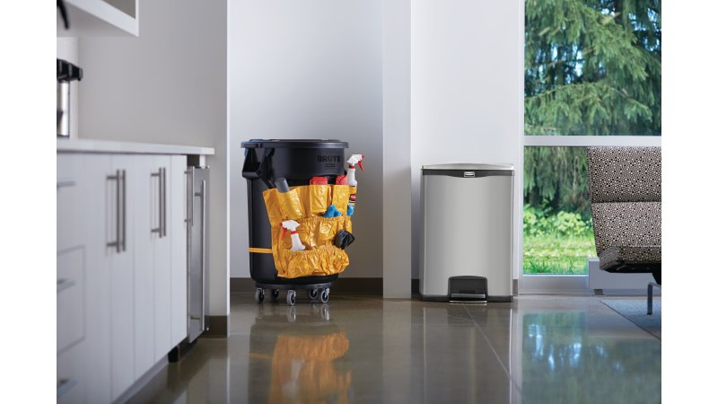 Rubbermaid Slim Jim Tret-Abfalleimer 90 l Rechteckig Metall Schwarz, Grau