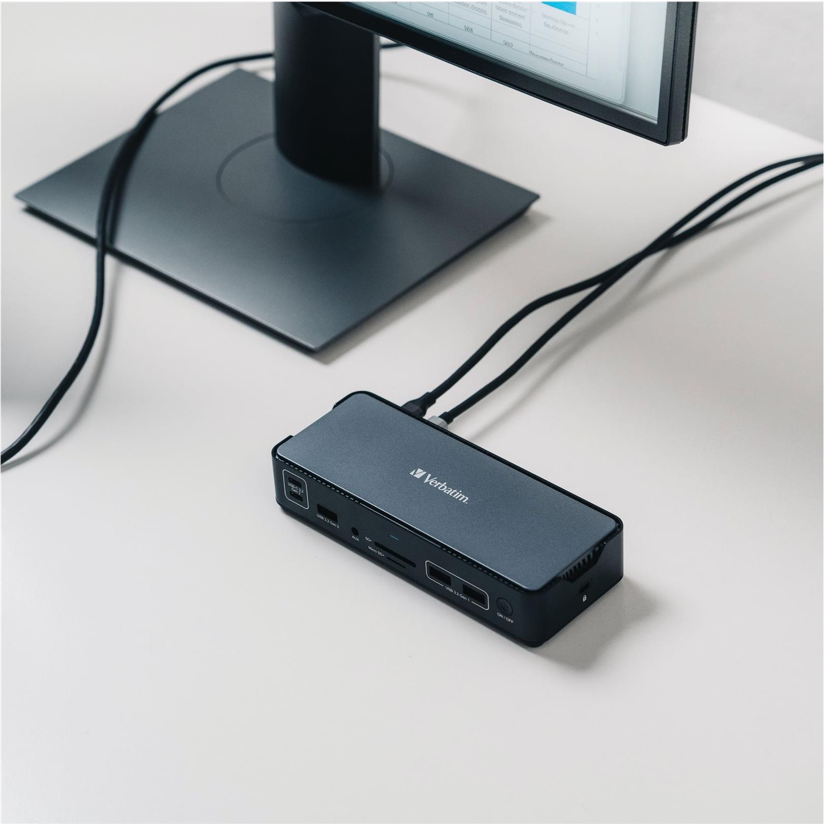 Verbatim Pro CDS-15 Dockingstation USB-C 100 W Power Delivery Schwarz, Grau
