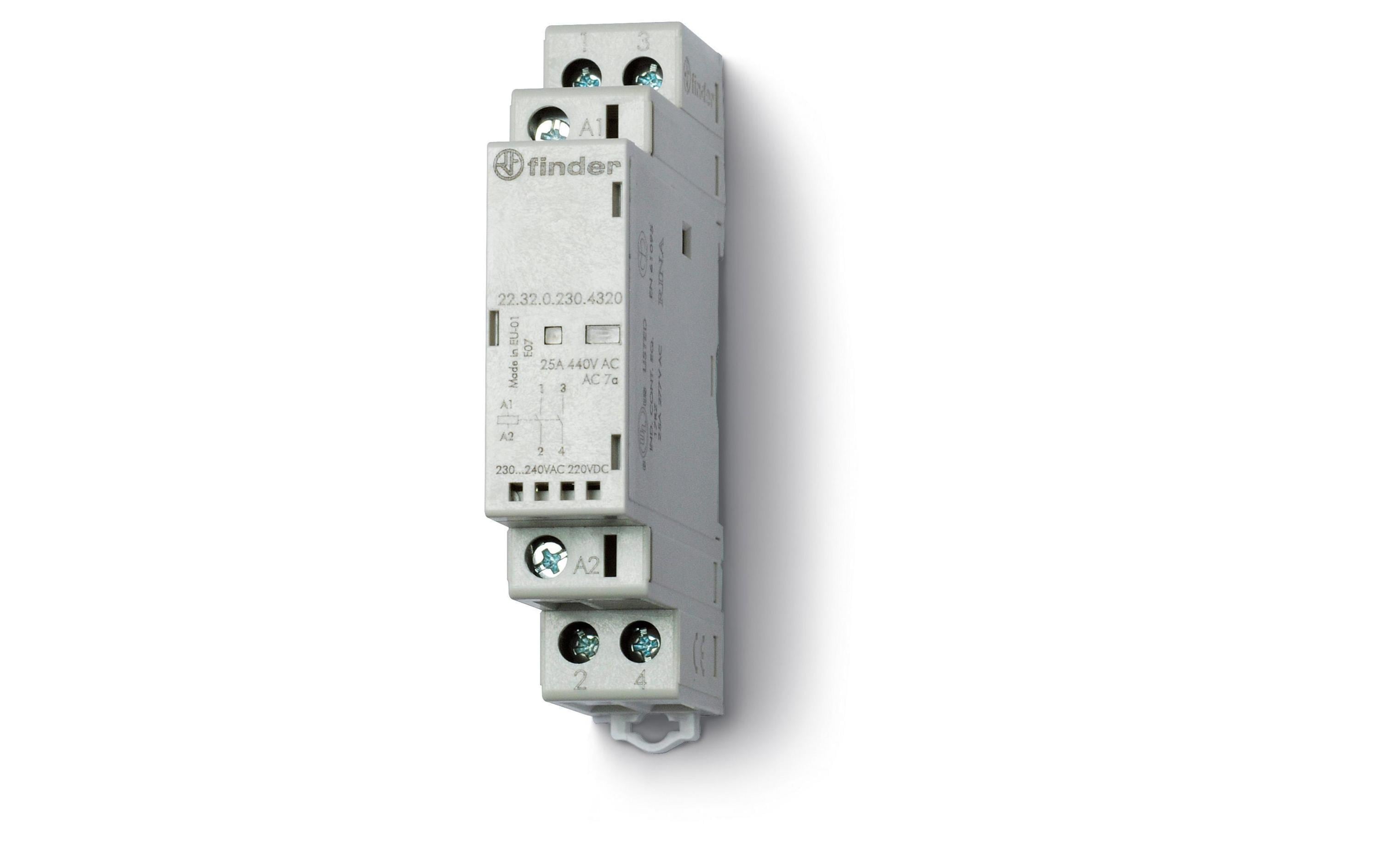 Finder Serie 22 22.32.0.230.4320 Installationsschütz 230 V 25 A Weiß
