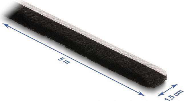 Delock Bürstenstreifen selbstklebend 15 mm - Länge 5 m schwarz (66895)