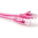 ACT Pink 0.5 meter U/UTP CAT6A patch cable snagless with RJ45 connectors. Cat6a u/utp snagless pk 0.50m (IB2400)