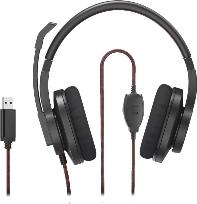 Hama HS-USB400 V2 PC-Office-Headset Stereo USB-A Schwarz, Rot