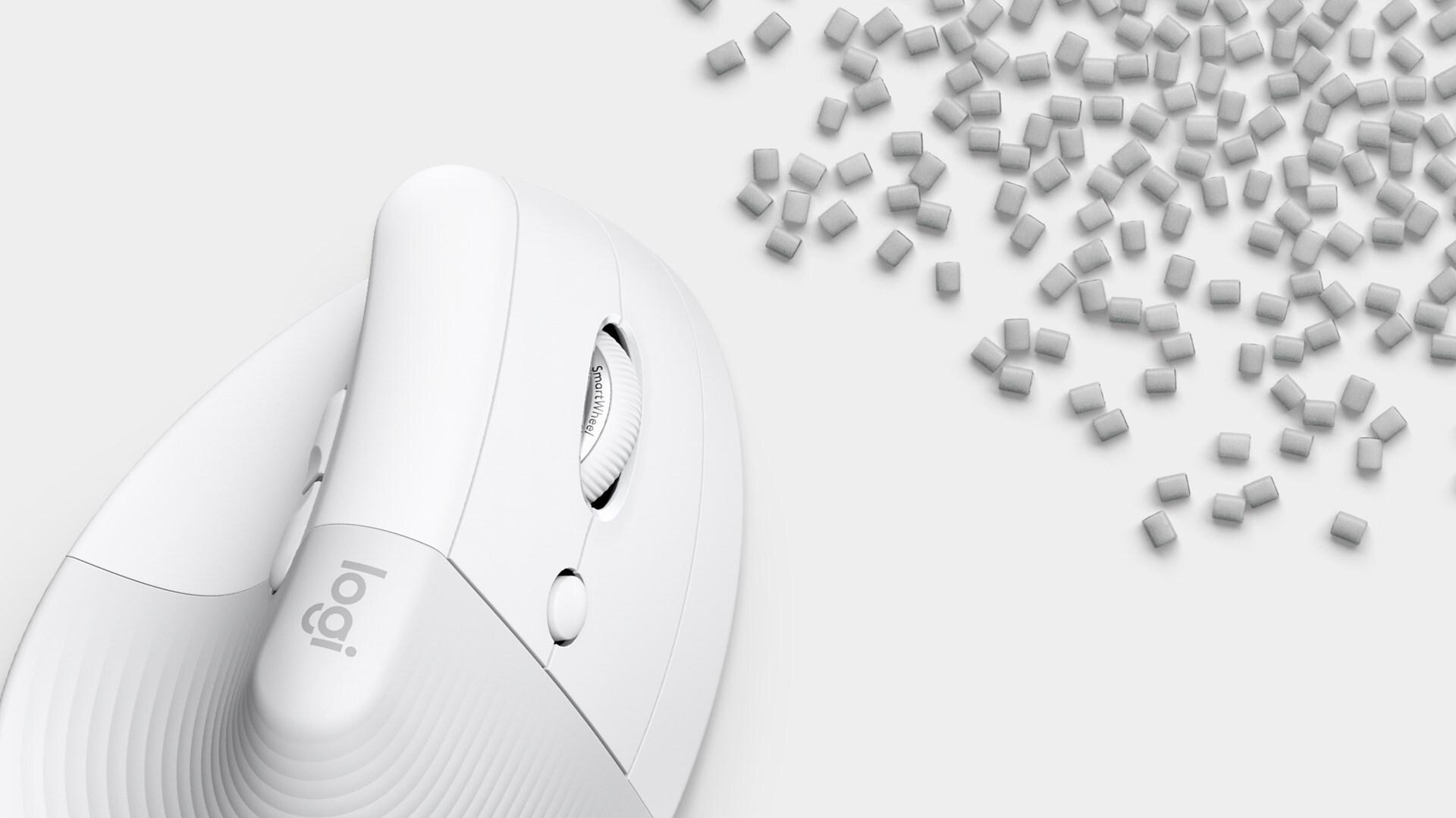 Logitech Lift Vertical Ergonomic Maus Bluetooth 2.4 GHz 4000 DPI 6 Tasten Off-White