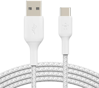 BELKIN USB-C/USB-A CABLE 0.15 m, Braided USB-C to USB-A, White (CAB002BT0MWH)