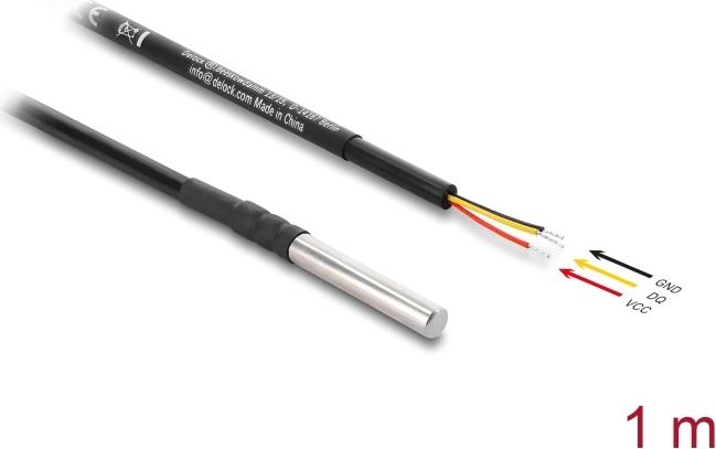 Delock Temperaturfühler-Kabel mit 3 x offene Kabelenden DS18B20 1 m (91407)