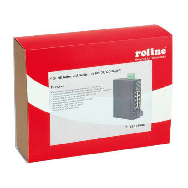 ROLINE Industrie Switch 6x RJ-45 2x SC unmanaged