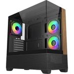 Cooler Master Elite 690 PC-Gehäuse, Midi-Tower, ATX, Tempered Glass - 4x ARGB-Lüfter, Holz, schwarz (E690-KHNN-S00)