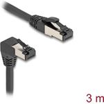 Delock RJ45 Netzwerkkabel Cat.8.1 S/FTP 90° unten gewinkelt / gerade 3 m schwarz (80447)