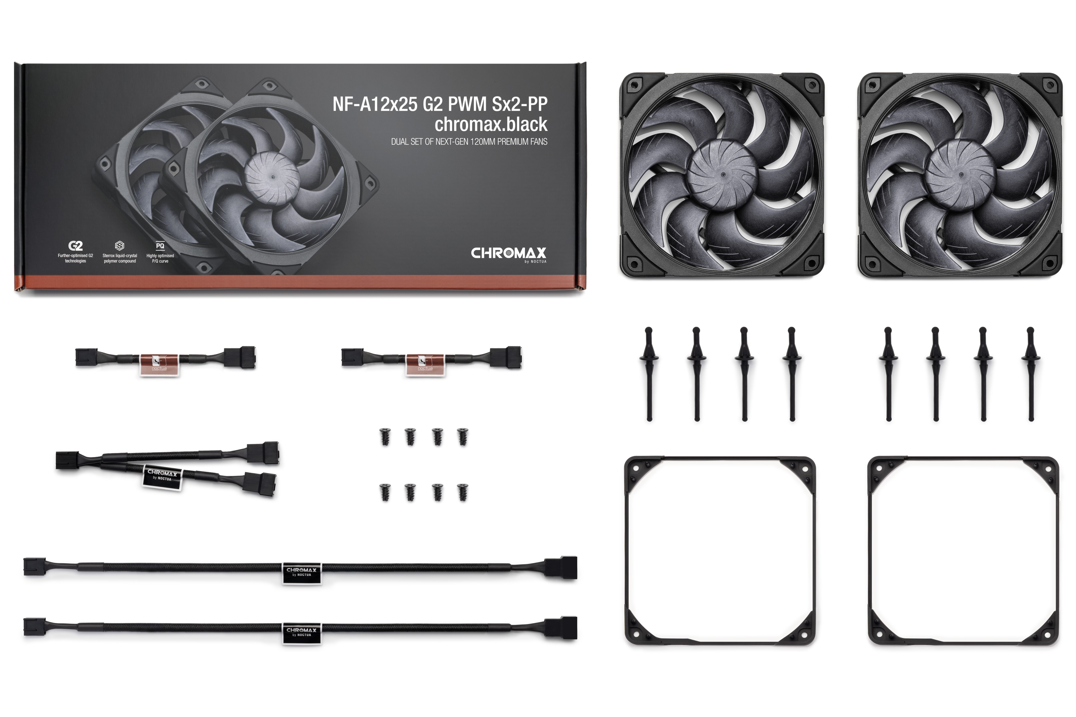 Noctua NF-A12x25 G2 PWM chromax.black Sx2-PP 120 mm Gehäuselüfter Schwarz