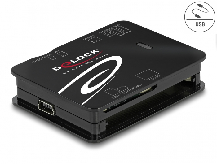 Delock 91007 USB 2.0 Kartenleser für CF, SD, microSD, MS, xD, M2 Schwarz