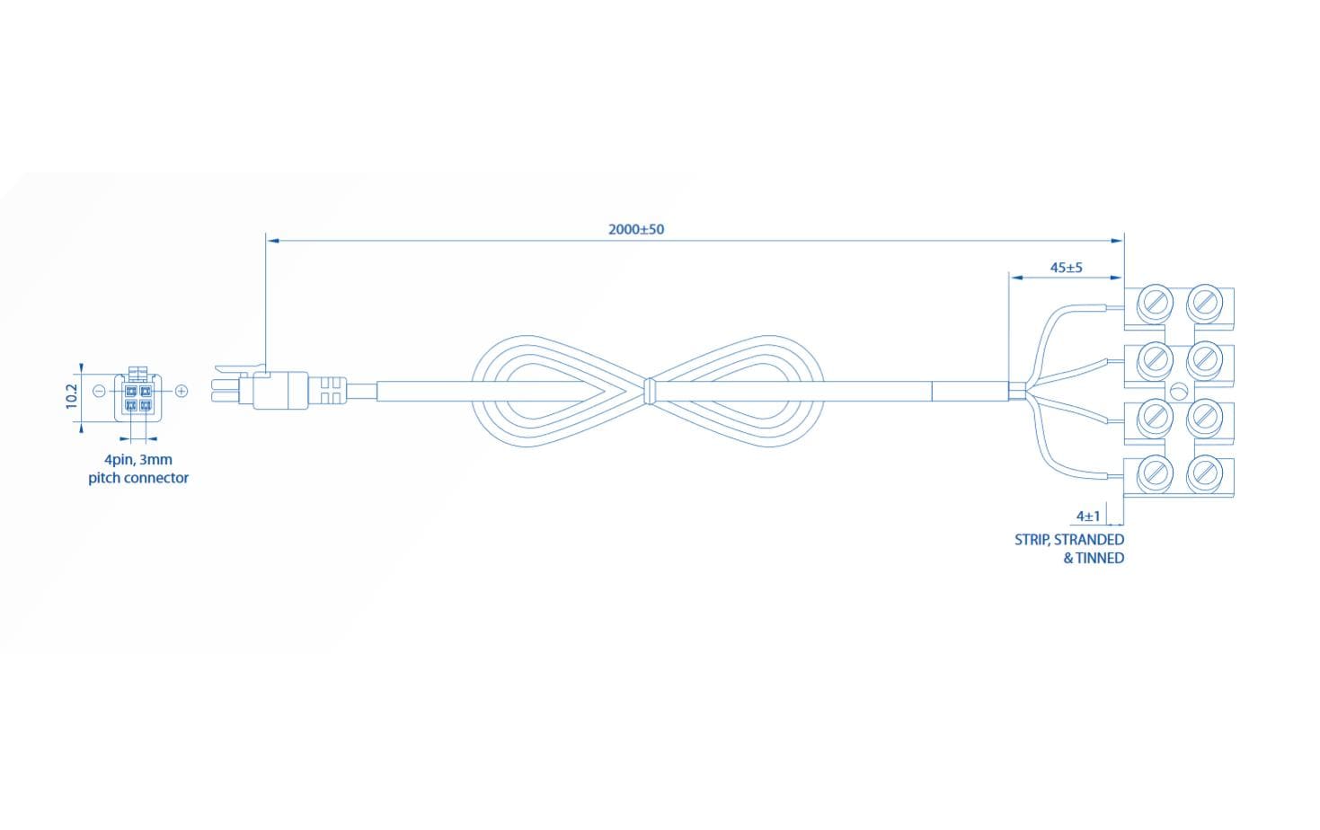 Teltonika PR2FK20M Internes Stromkabel 2 m Schraubklemme auf 4-Pol (3 mm Pitch)