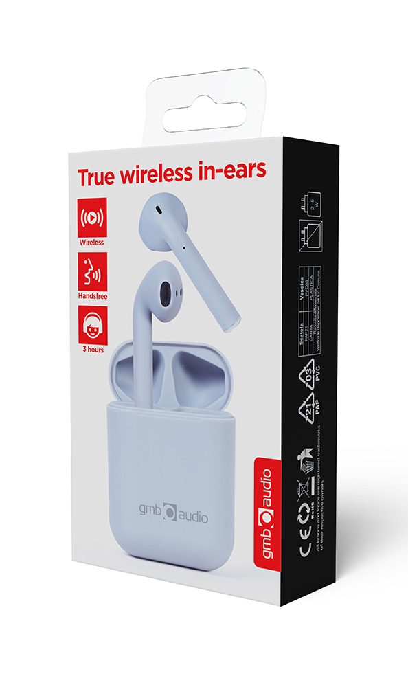Gembird TWS-SEA-GW True Wireless In-Ear Kopfhörer Bluetooth 5.0 Misty Gray