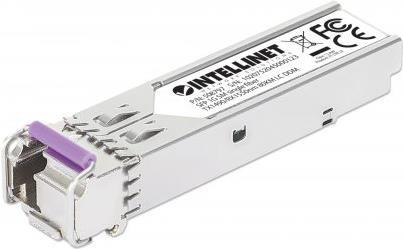 INTELLINET Gigabit SFP Mini-GBIC Transceiver WDM bidirektional für LWL-Kabel 1000Base-BX-U (LC) Singlemode-Port, 80 km, BiDi WDM (RX1550/TX1490), MSA-konform für maximale Kompatibilität, silber (508797)