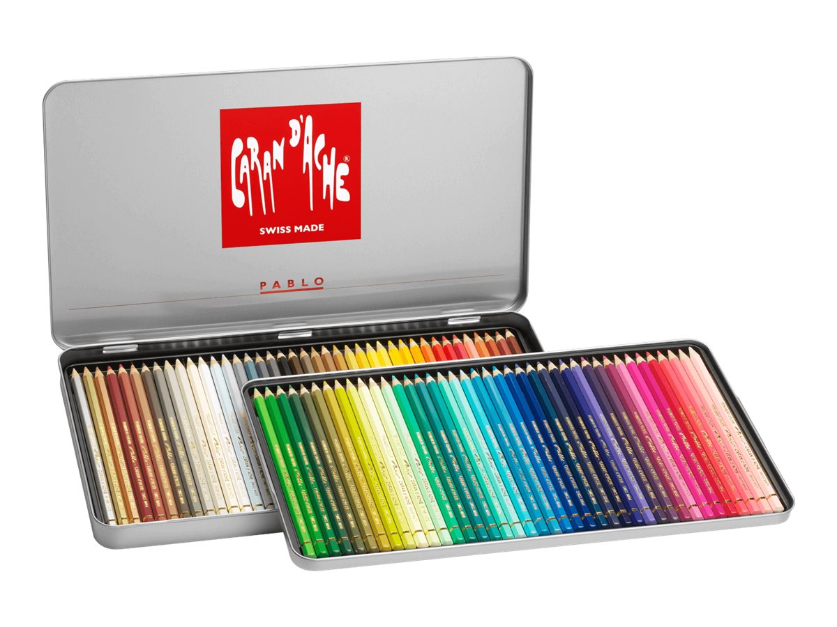Caran d'Ache PABLO Buntstifte 80er Set Metalletui 3,8 mm Sechseckiger Schaft Verschiedene Farben