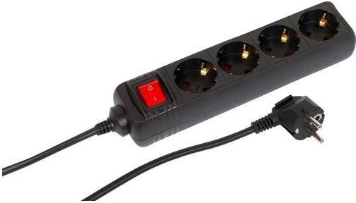 Image of MicroConnect 4-way Schuko Socket on/off switch 5M Black (MC-GRU0045BS)