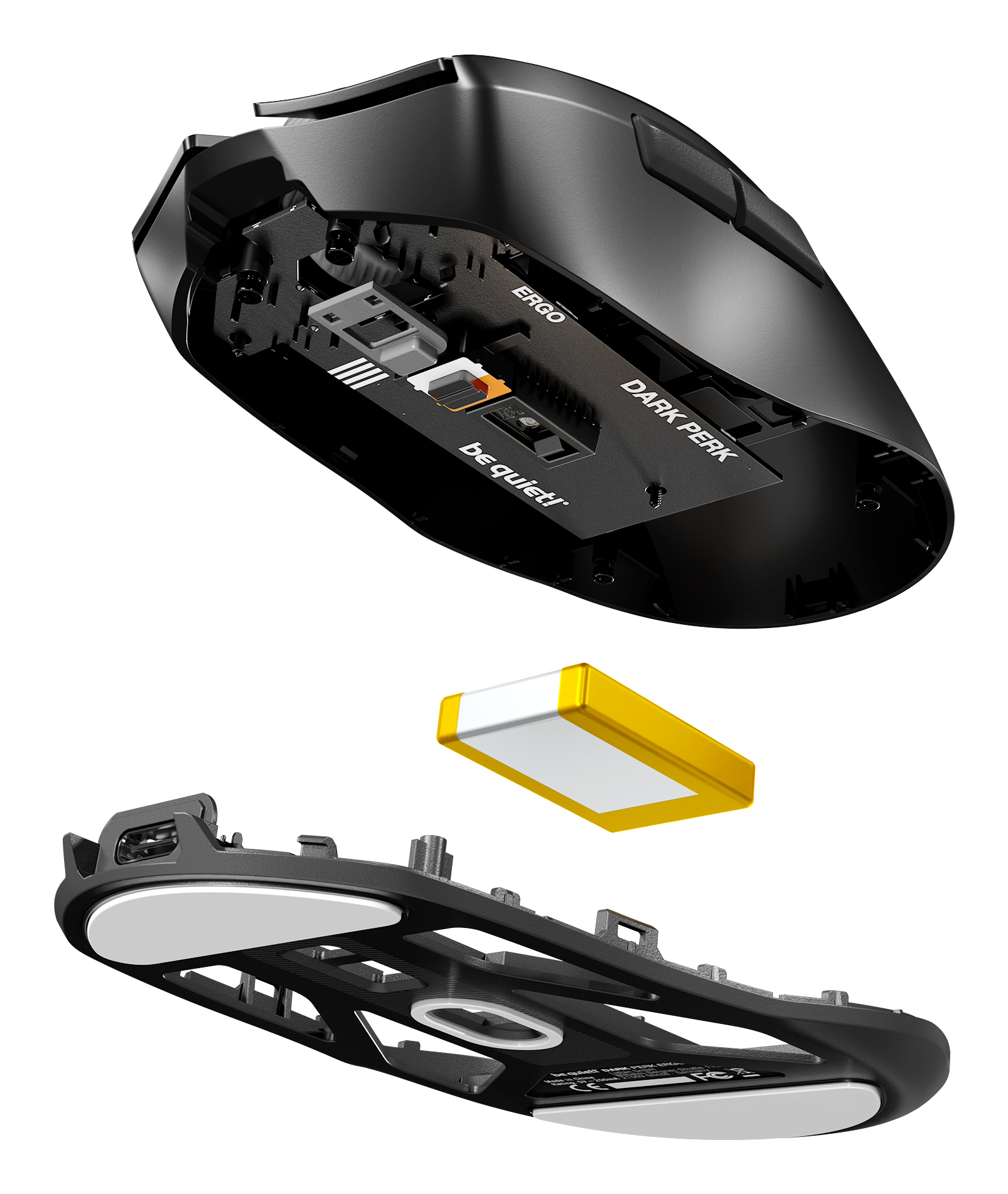 be quiet! Dark Perk Ergo Kabellose Gaming-Maus rechts ergonomisch 32000 DPI Schwarz