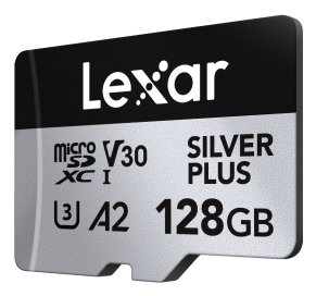 Lexar Professional SILVER PLUS 128 GB microSDXC UHS-I A2 V30 U3 Schwarz, Silber
