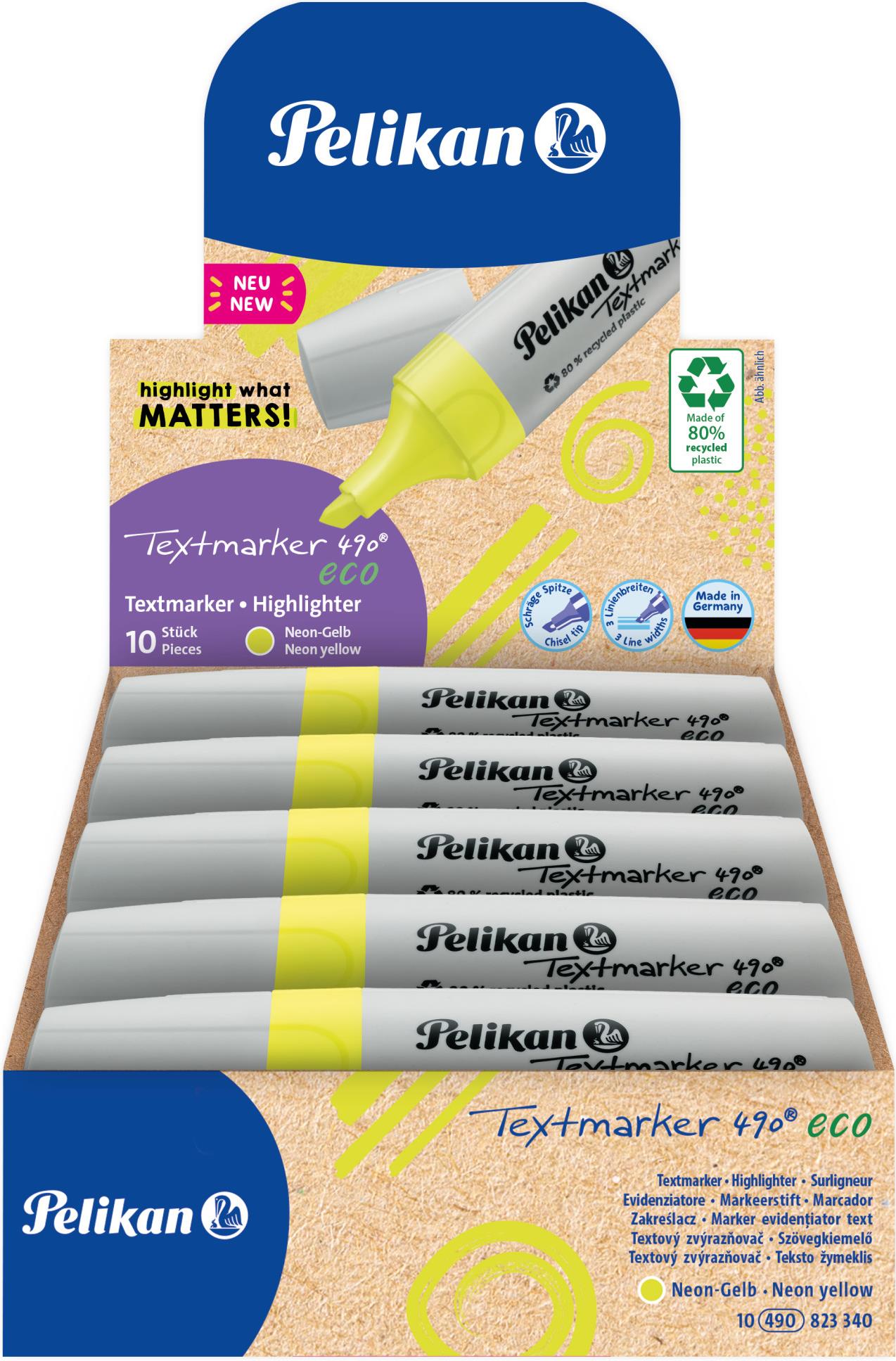 Pelikan Textmarker 490 eco Marker 10 Stück(e) Meißel Gelb (823340)