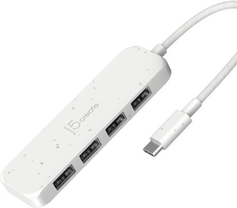 j5create 4-in-1 USB-C to 4-Port Type-A Hub(Eco-Friendly), 4 USB-A with 10Gbps SuperSpeed, USB-C Dongle | Compatible with MacBook Pro, MacBook Air, iPad, Mac Mini and More Type C Devices(JCH341EW)