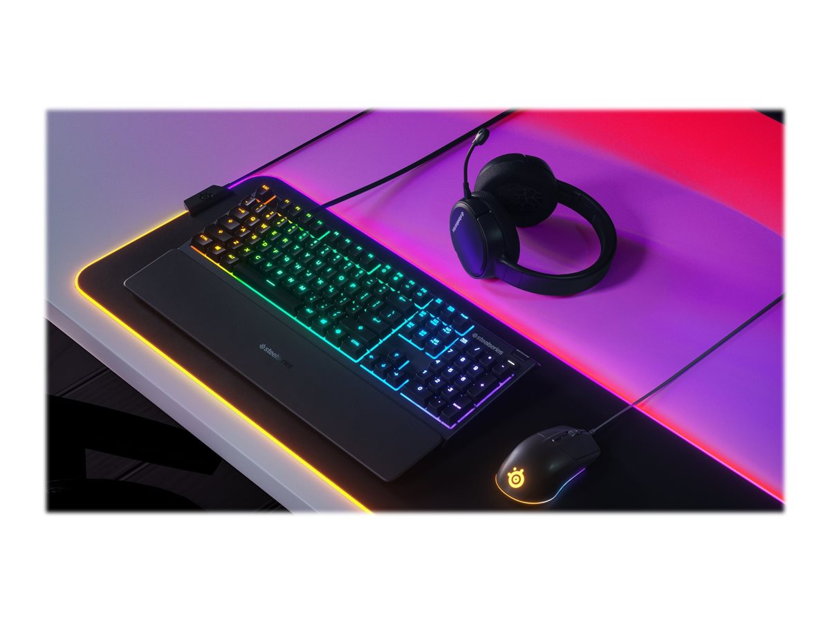 SteelSeries Apex 3 RGB Tastatur USB QWERTZ Whisper Quiet Gaming Switch Schwarz