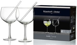 Ritzenhoff & Breker Gin-Set "TONIC", 4-teilig aus Glas, spülmaschinenfest, Set beinhaltet: - 1 Stück (817737)