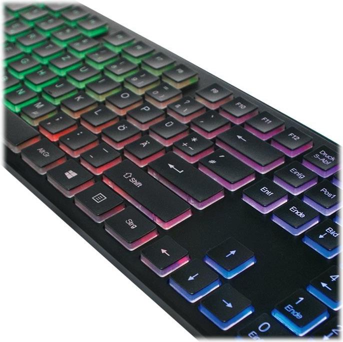 Logilink Illuminated Tastatur USB QWERTZ LED Schwarz
