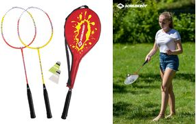 SCHILDKRÖT Federball-Set 2-Player, rot / gelb in guter Freizeit-Qualität, 2 Schläger aus gehärtetem Stahl, - 1 Stück (970902)
