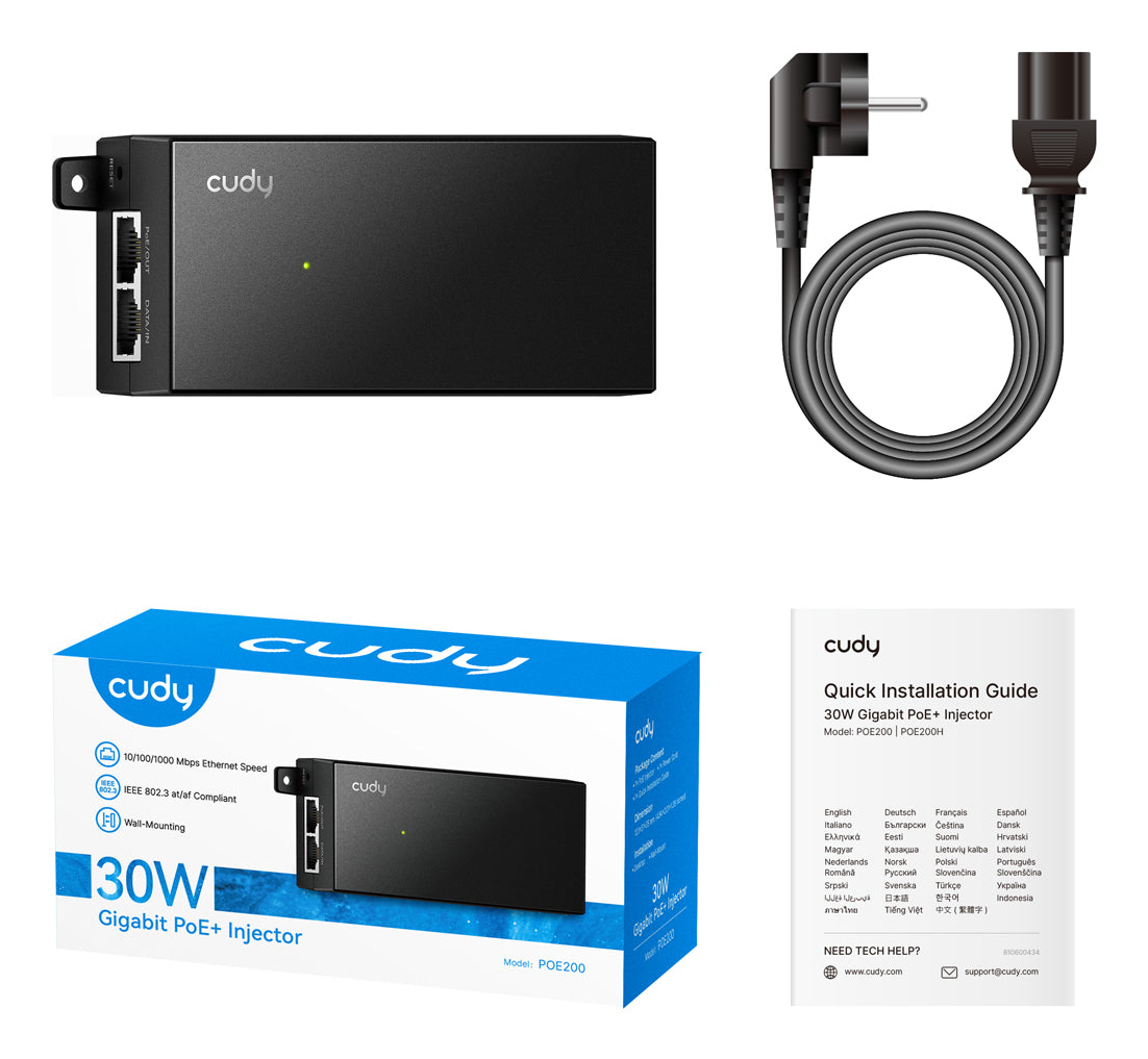 Cudy POE200 PoE+ Power Injector 30 W Schwarz