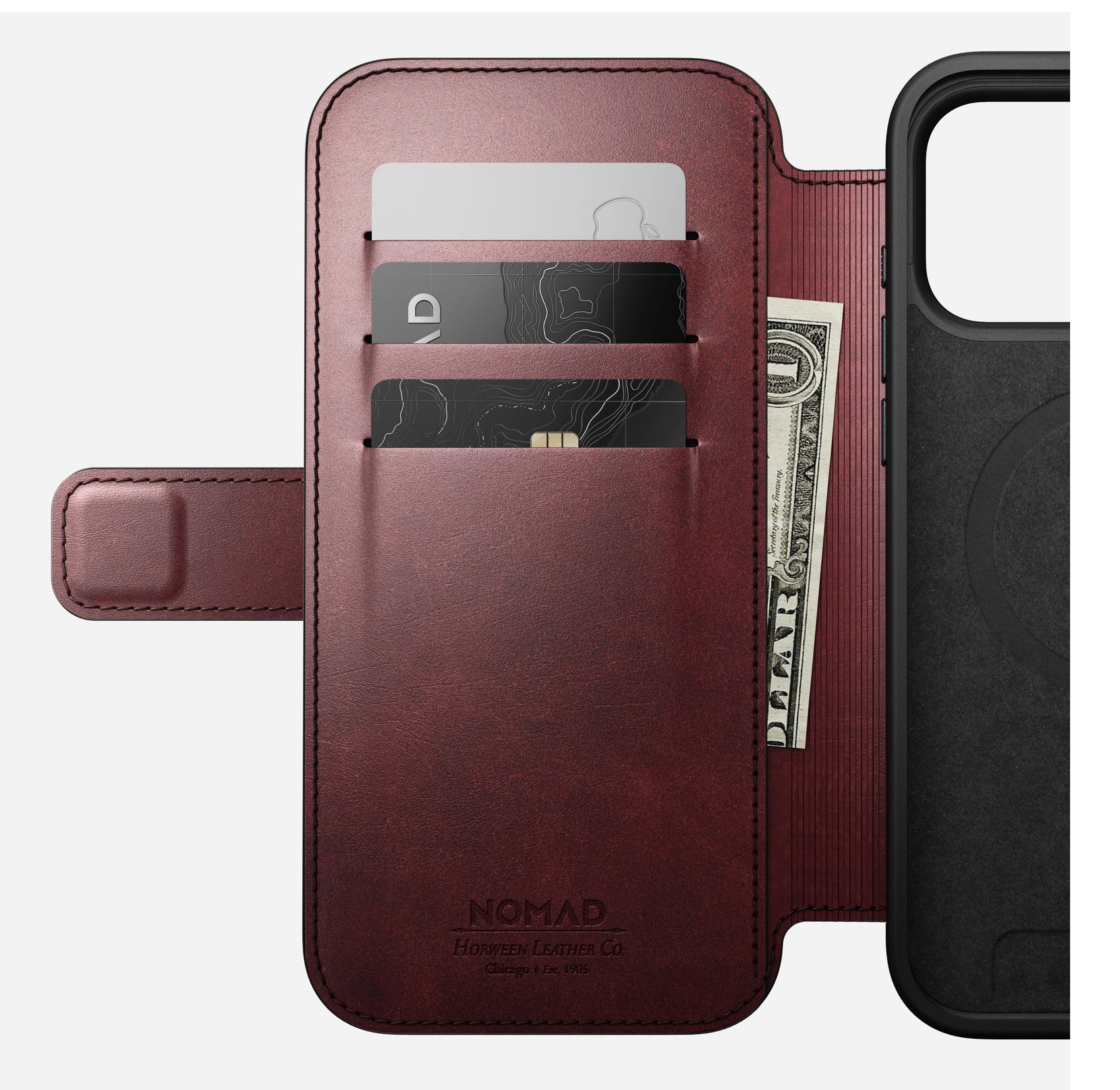 Nomad Modern Leather Folio Schutzhülle iPhone 17 Pro Max 6,3" Burgund