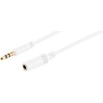 S/CONN maximum connectivity Smartphone-Tablet PC-Zubehör-Super Slim Klinkenverlängerung, 3,5mm Stereo Mini-Stecker auf 3,5mm Stereo Mini-Kupplung, vergoldete Kontakte, Rundkabel, weiß, 1,5m (33982-W)